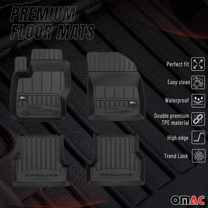 OMAC Tapis de sol caoutchouc pour Ford Focus mk2 2004-2011 Noir Premium