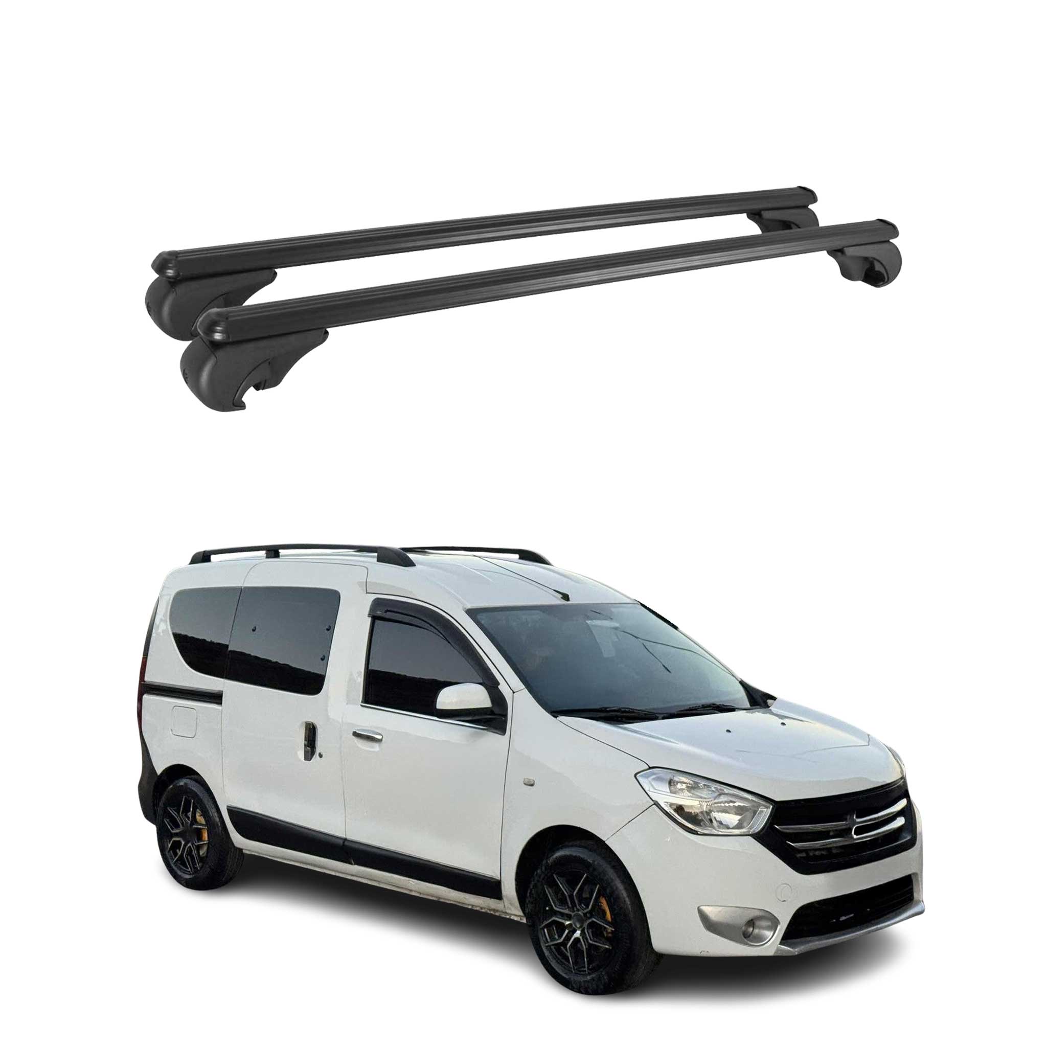 Barres de toit Transversales pour Dacia Dokker 2012-2021 Aluminium Noir