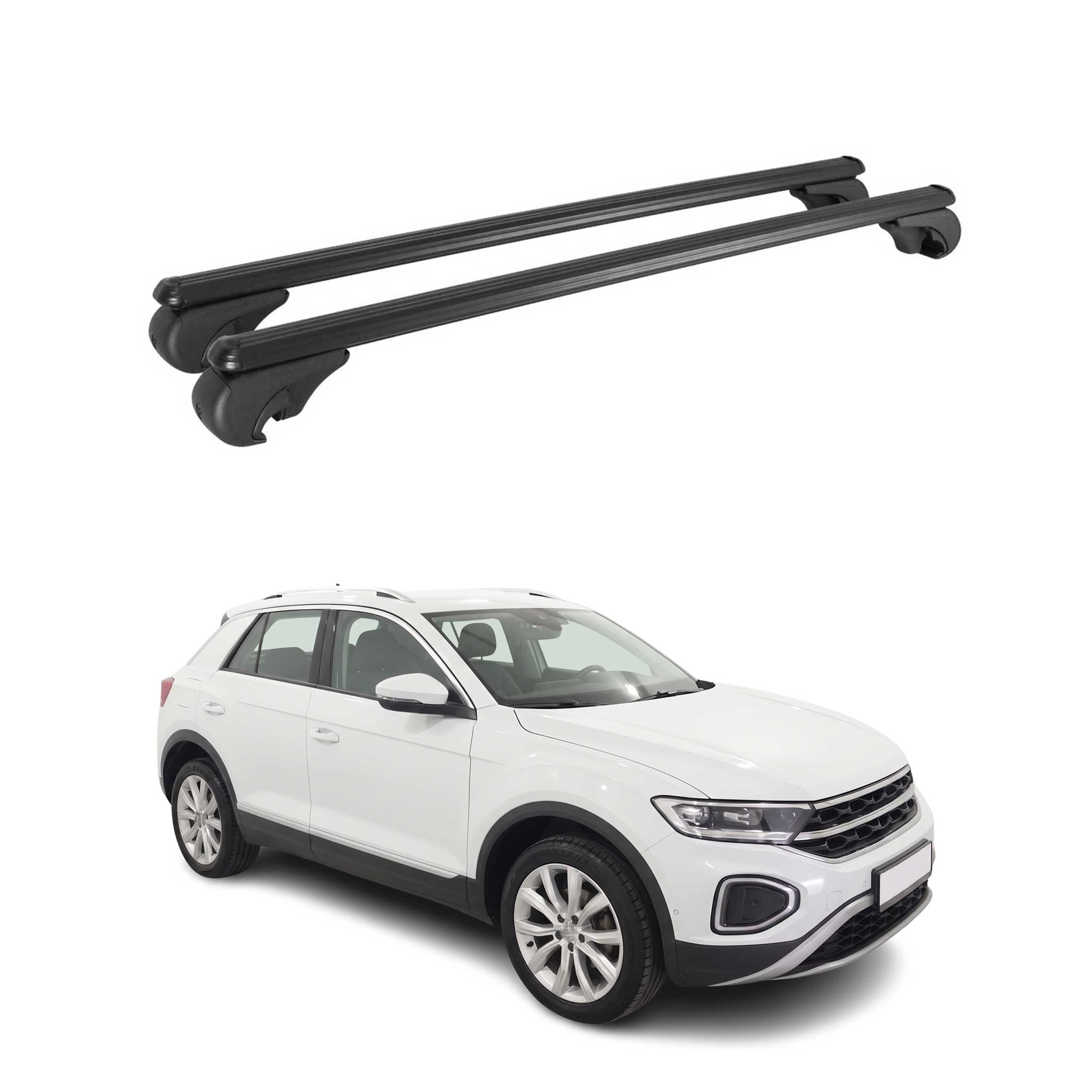 Barres de toit Transversales pour VW T-Roc 2017-2025 TÜV Aluminium Noir 2Pcs
