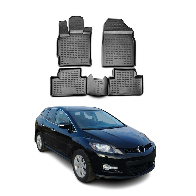 Tapis de sol pour Mazda CX-7 2007-2012 en caoutchouc TPE 3D Noir 4Pcs
