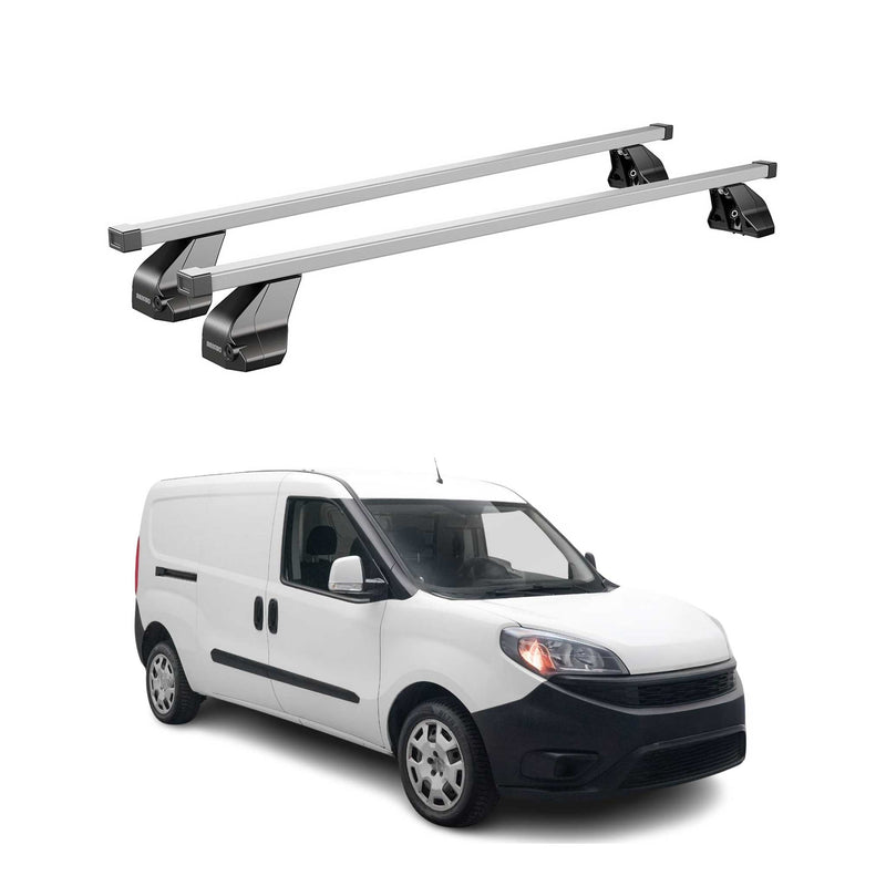 Barres de toit transversales pour Fiat Doblo II Maxi 2015-2024 Acier Gris