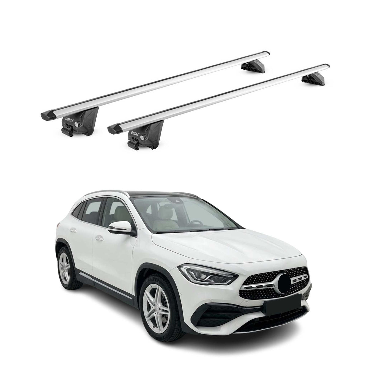 Barres de toit transversales pour Mercedes GLA H247 2020-2026 Aluminium Gris ABE