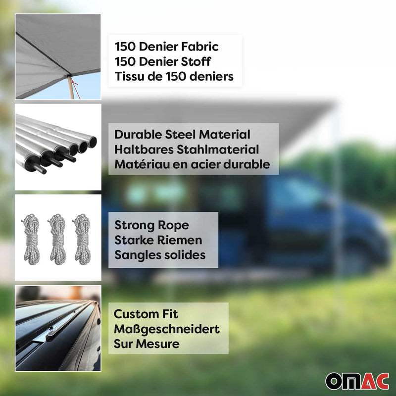 Rail d'auvent de tent extérieur de tent pour VW T5 T6 2003-2025 L1 court Gris