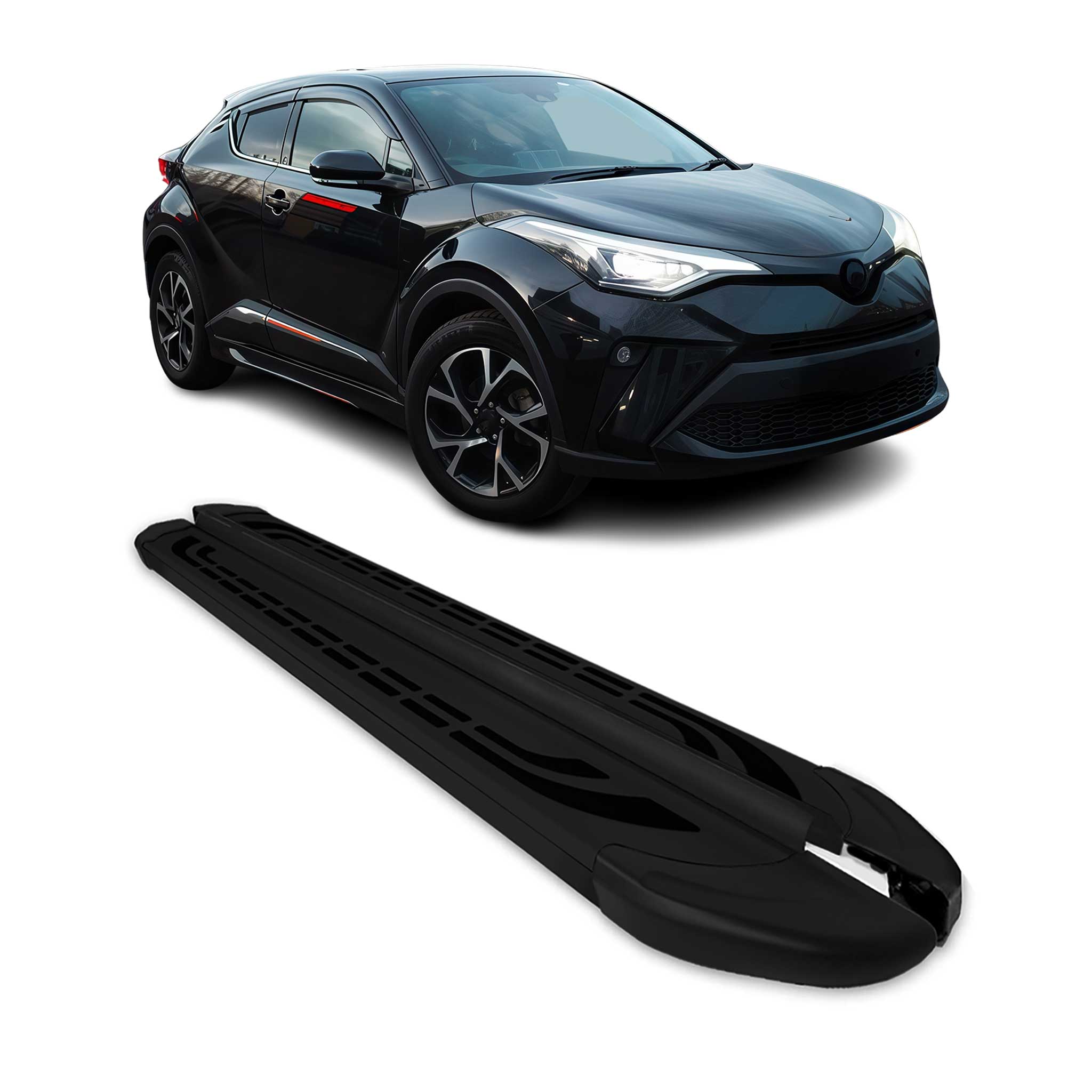 Marchepieds Latéraux pédale pour Toyota C-HR 2016-2023 Aluminium Noir 2Pcs