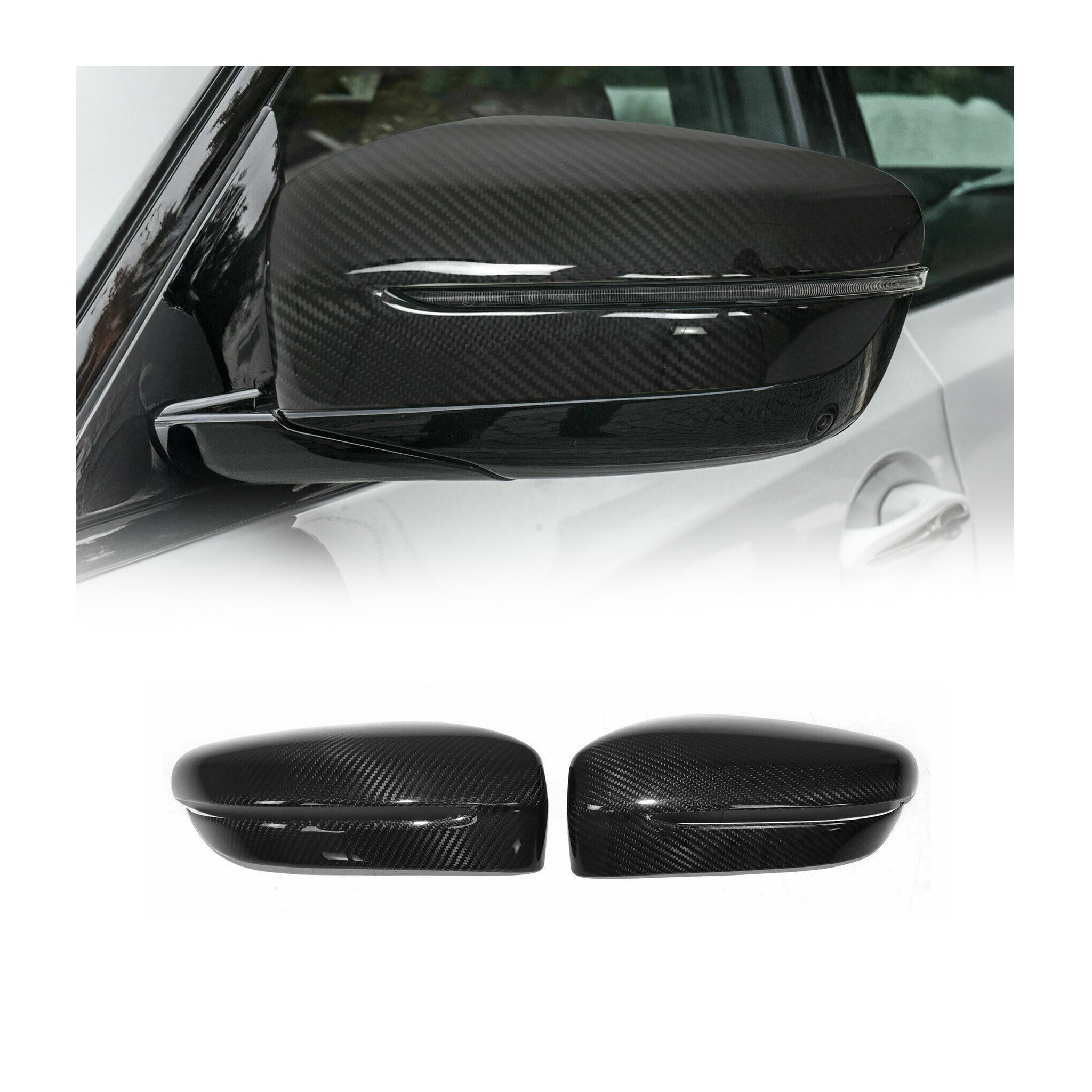 Coques de Rétroviseurs pour BMW 7 Série G11 G12 2015-2022 en Carbone Noir