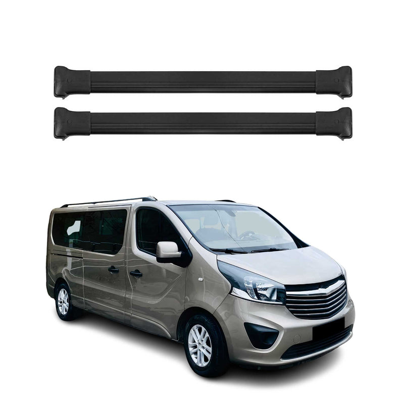 Barres de toit transversales pour Opel Vivaro 2014-2024 Aluminium Noir 3Pcs
