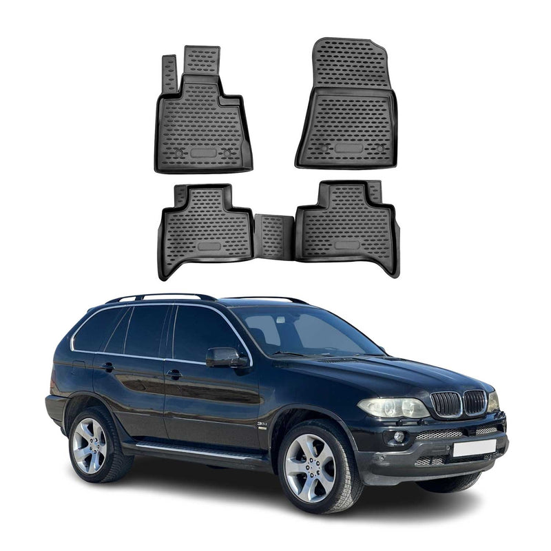 OMAC 3D Tapis de sol pour BMW X5 E53 1999-2006 en caoutchouc Noir