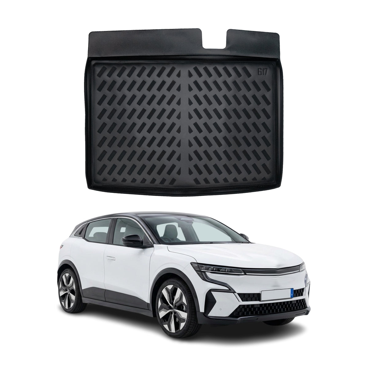 Tapis de coffre pour Renault Megane E-Tech 2022-2027 Noir 3D en Caoutchouc TPE