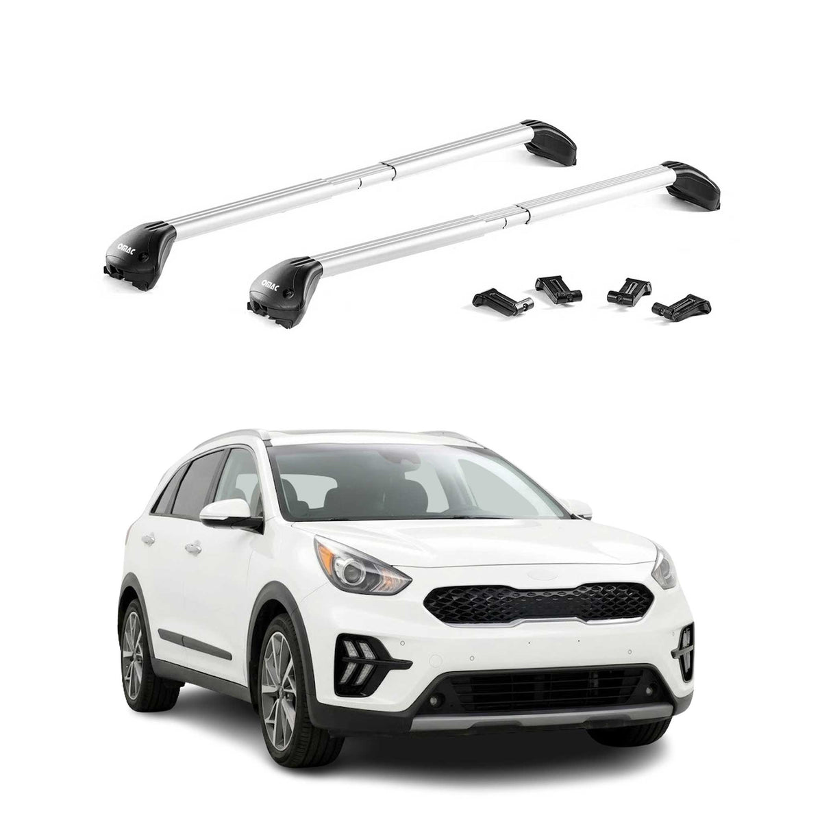 Barres de toit transversales pour Kia Niro I 2017-2022 Aluminium Gris 2x ABE