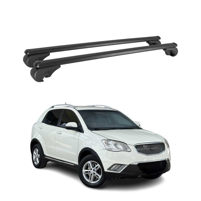 Barres de toit Transversales pour Ssangyong Korando 2010-2019 Aluminium Noir