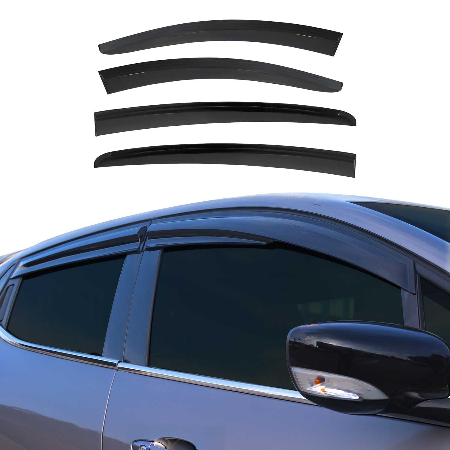 Déflecteurs de Vent pluie d'air pour Ford Focus 2019-2025 SD Acrylique Noir 4Pcs