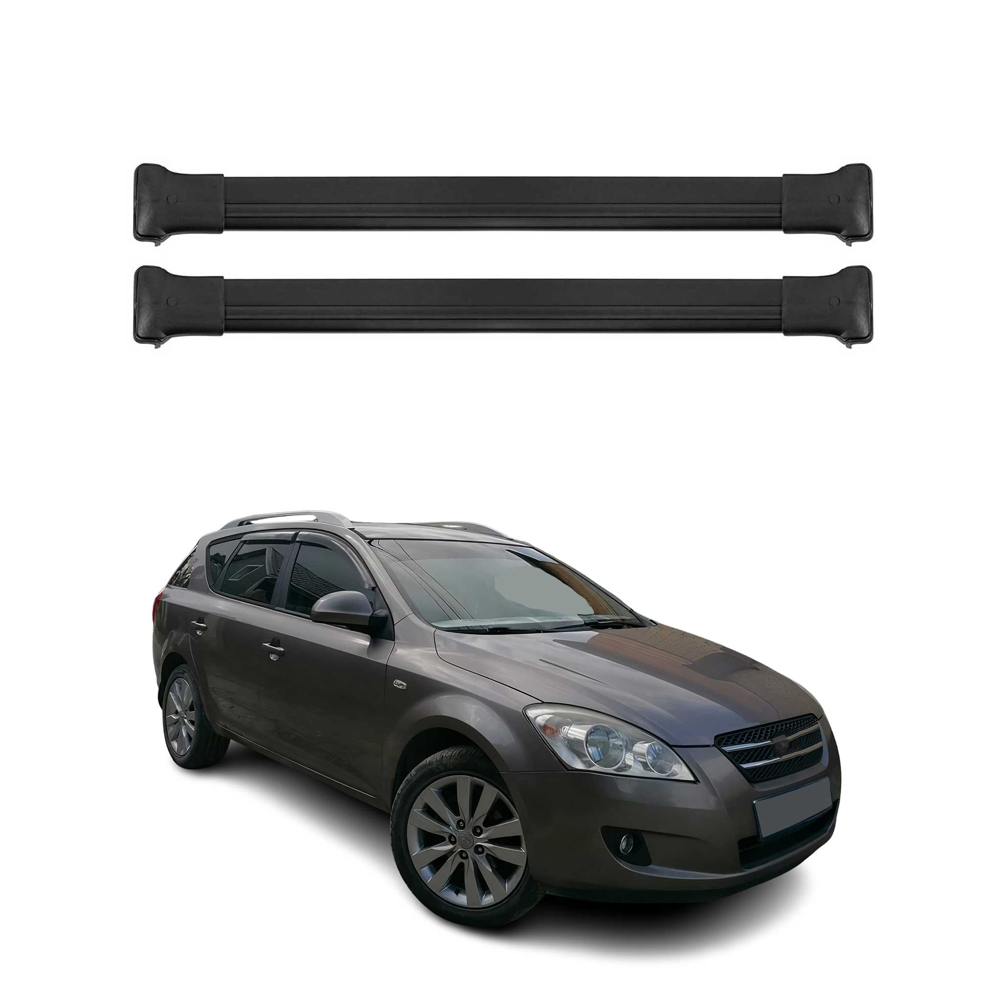 OMAC Barres de toit en aluminium pour Kia Ceed I Break 2006-2012 Noir 2Pcs TÜV