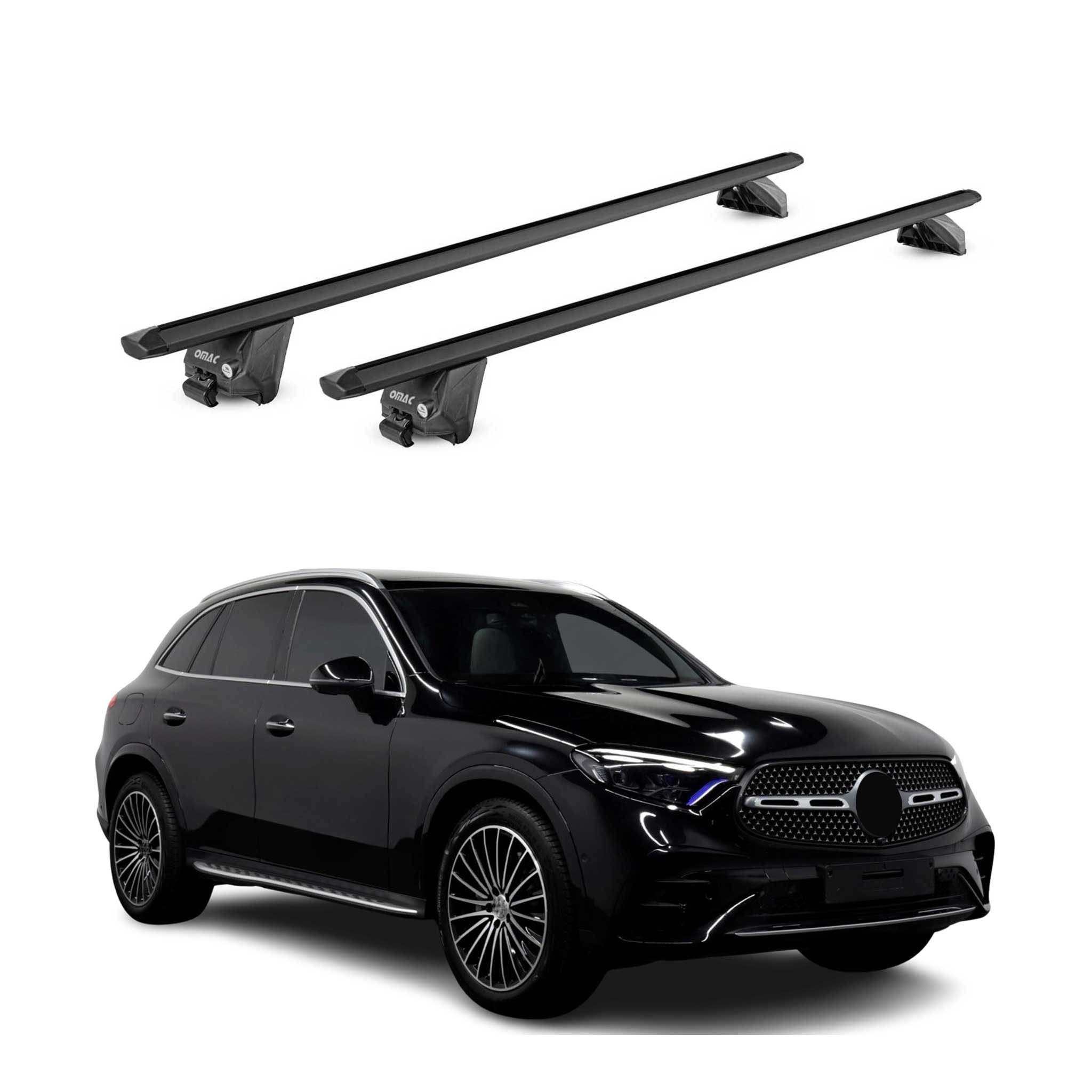 Barres de toit transversales pour Mercedes GLC X254 2022-2026 Noir 2 pièces ABE
