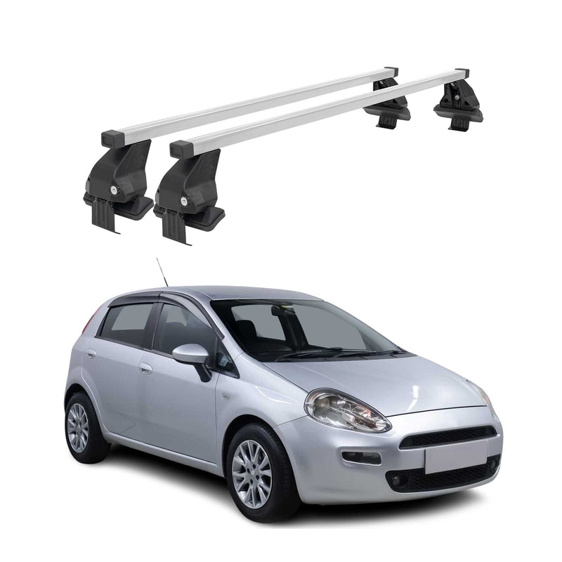 Barres de toit transversales pour Fiat Punto III 2012-2018 Acier Gris