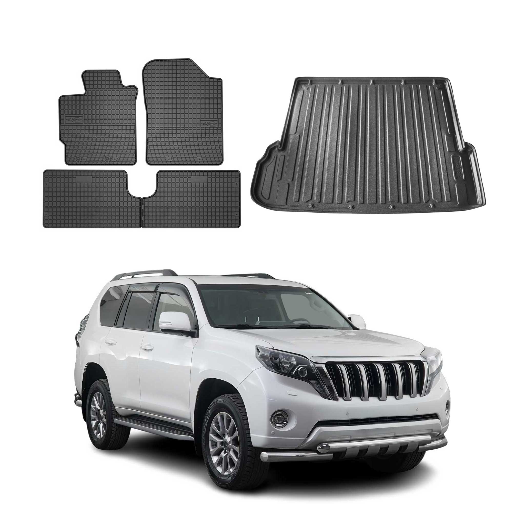 Kit Tapis de sol et coffre pour Toyota Land Cruiser Prado 2009-2023 TPE Noir