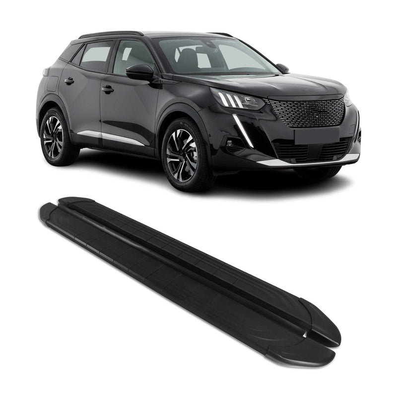 Marchepieds Latéraux pédale pour Peugeot 2008 2020-2024 2Pcs Aluminium Noir