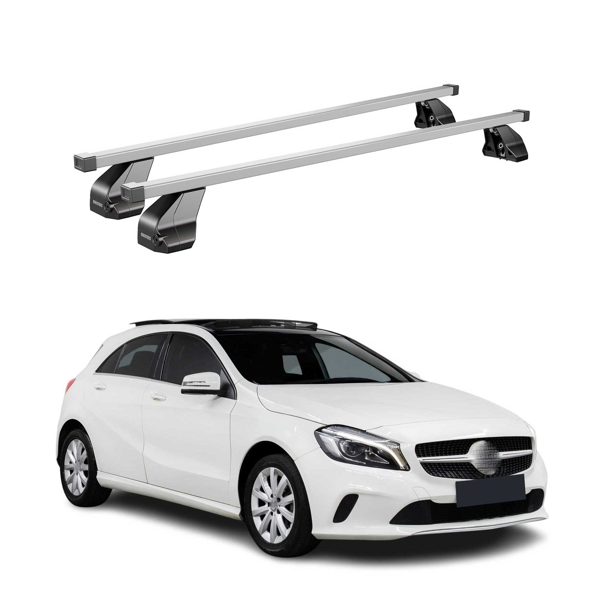 Barres de toit transversales pour Mercedes Classe A W176 2013-2018 Gris
