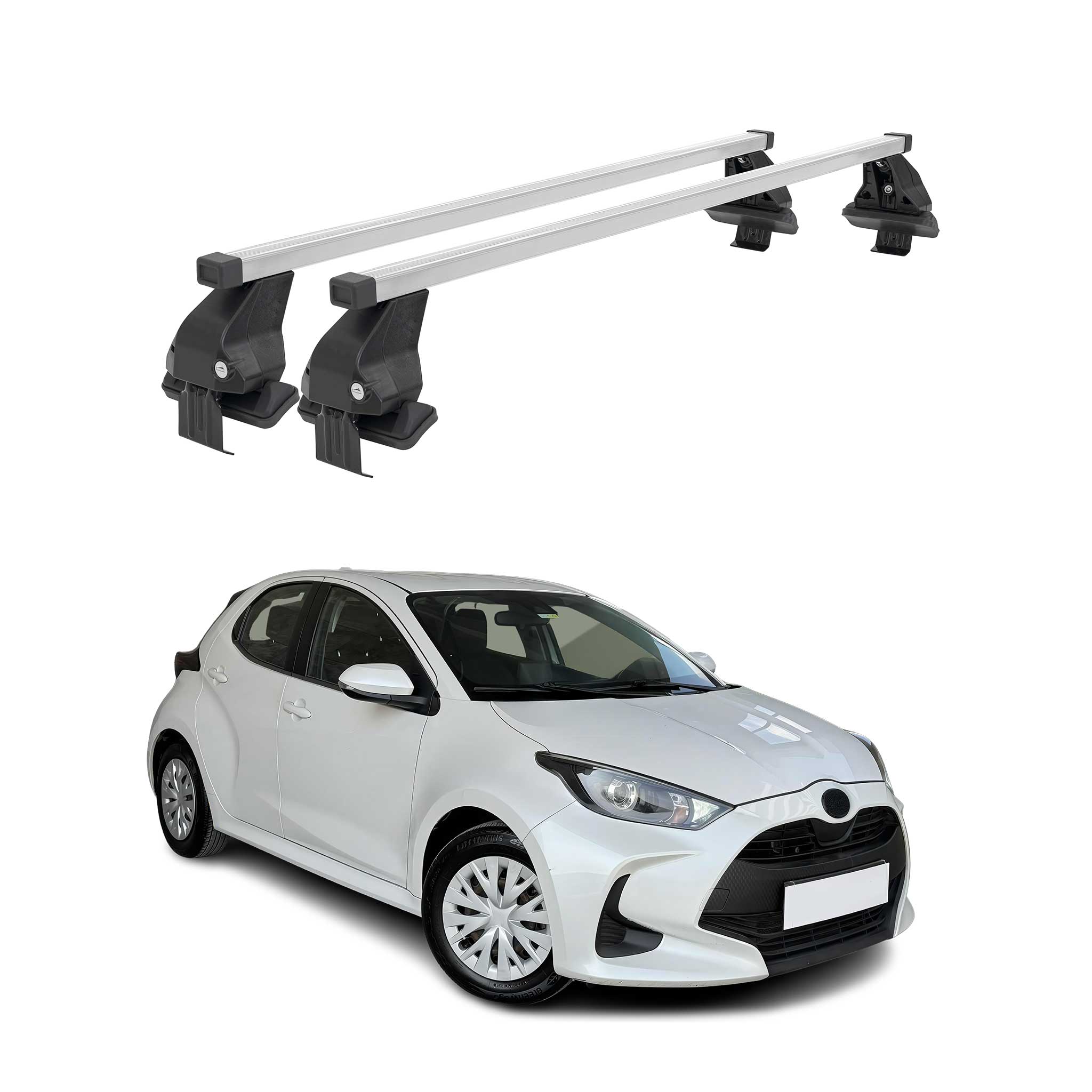 Menabo Barres de toit transversales pour Toyota Yaris 2020-2025 Acier Gris 2x