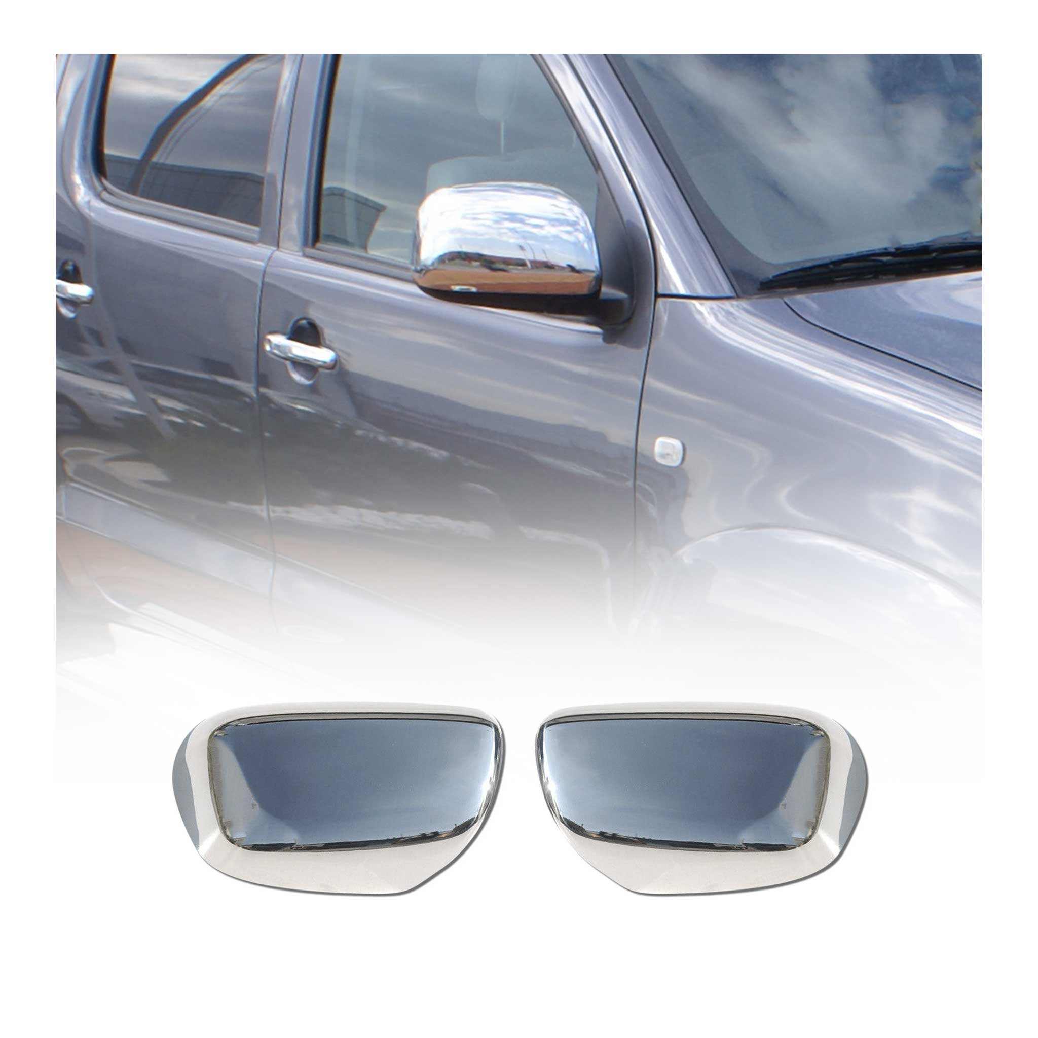 Coques de Rétroviseurs pour Toyota Hilux VII 2005-11 Pre-FL Acier Chromé Argent