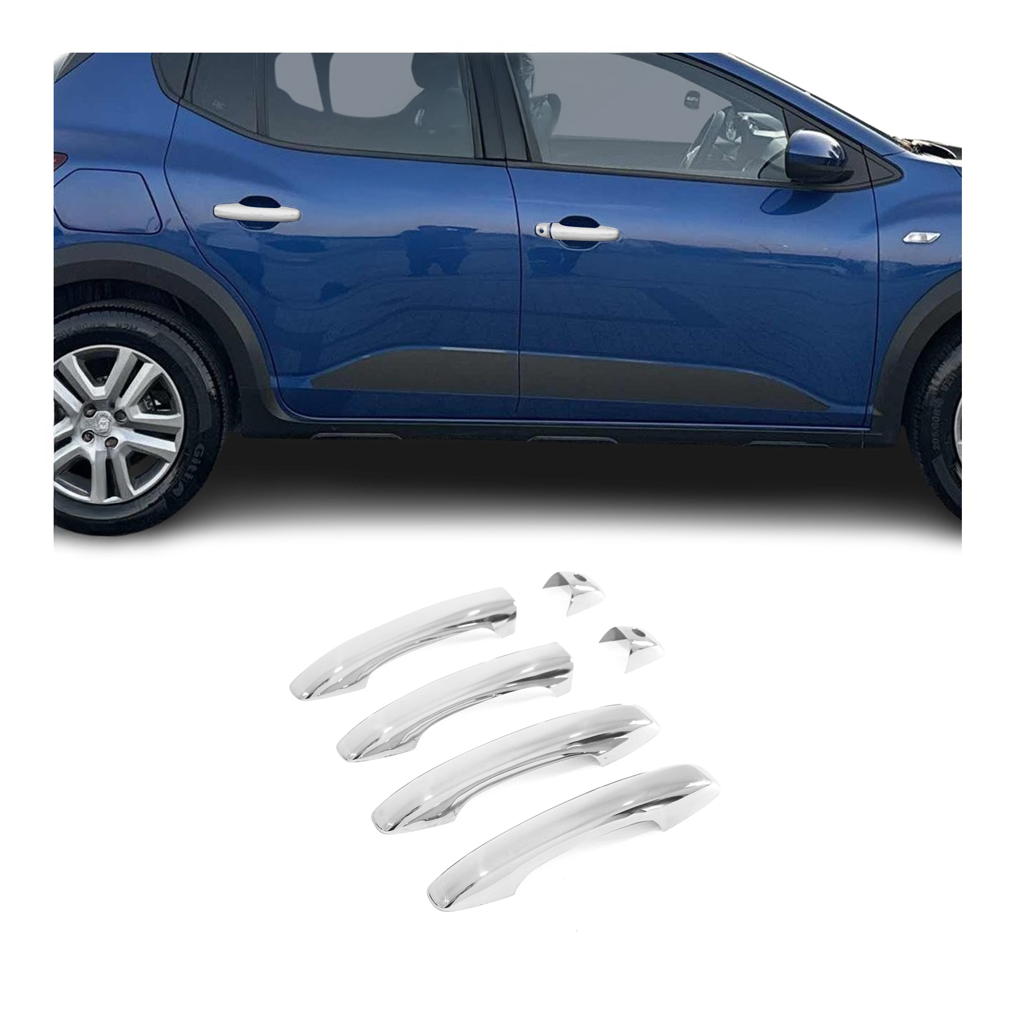 Couverture de Poignée de Porte pour Dacia Sandero 2021-2025 Acier Inoxy 5Pcs