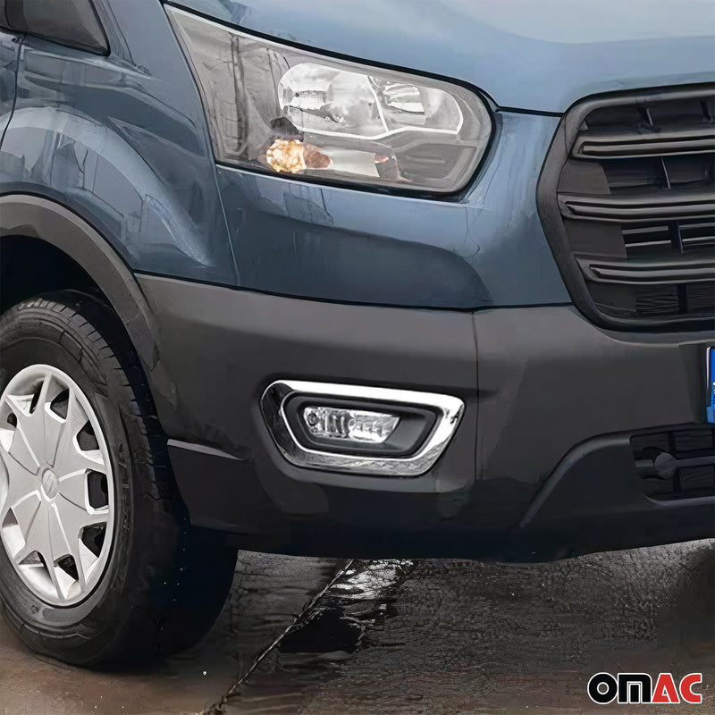 Cadre phare antibrouillard pour Ford Transit 2019-2021 en acier inox chromé