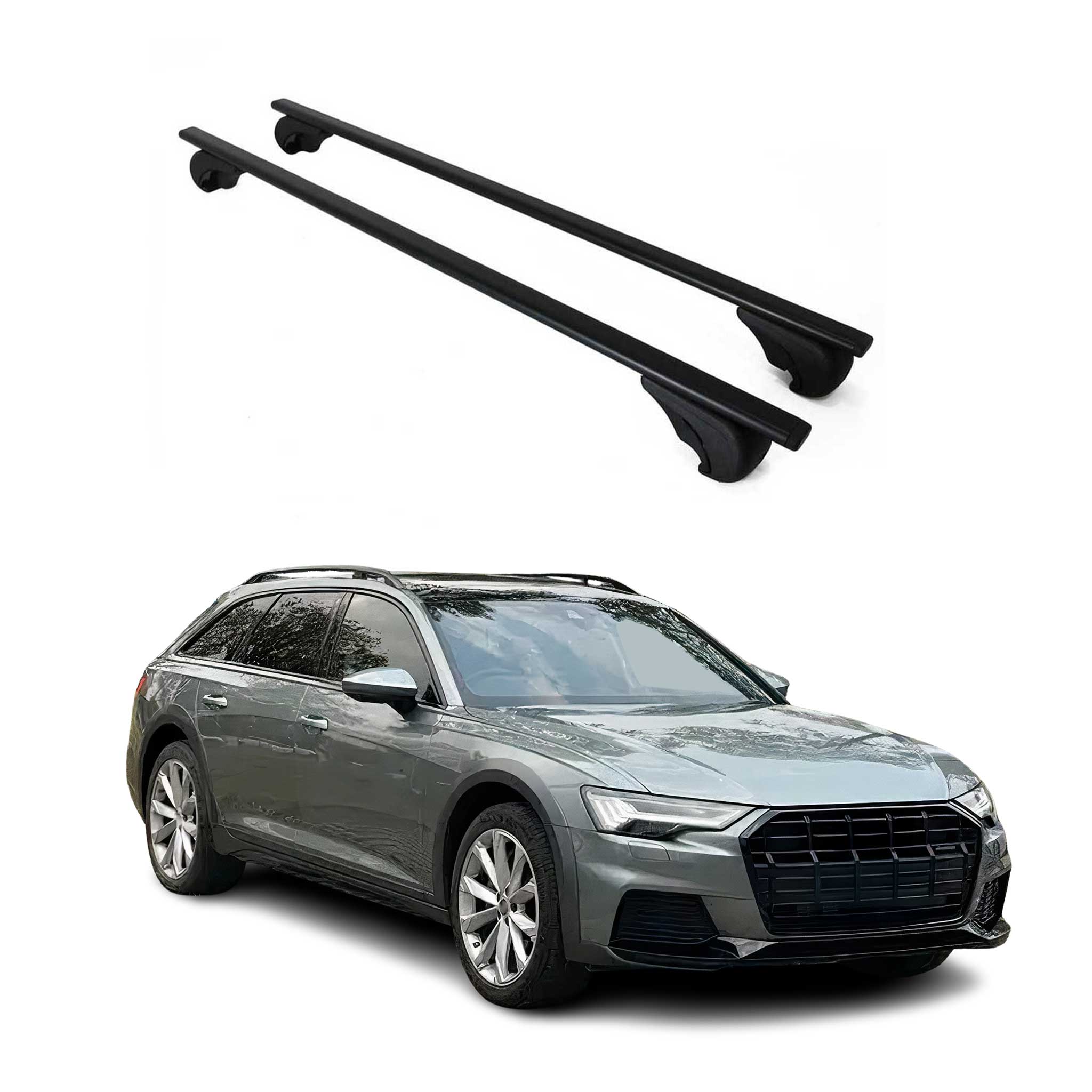Barres de toit transversales pour Audi A6 Allroad 2019-2025 Fer Noir 2x
