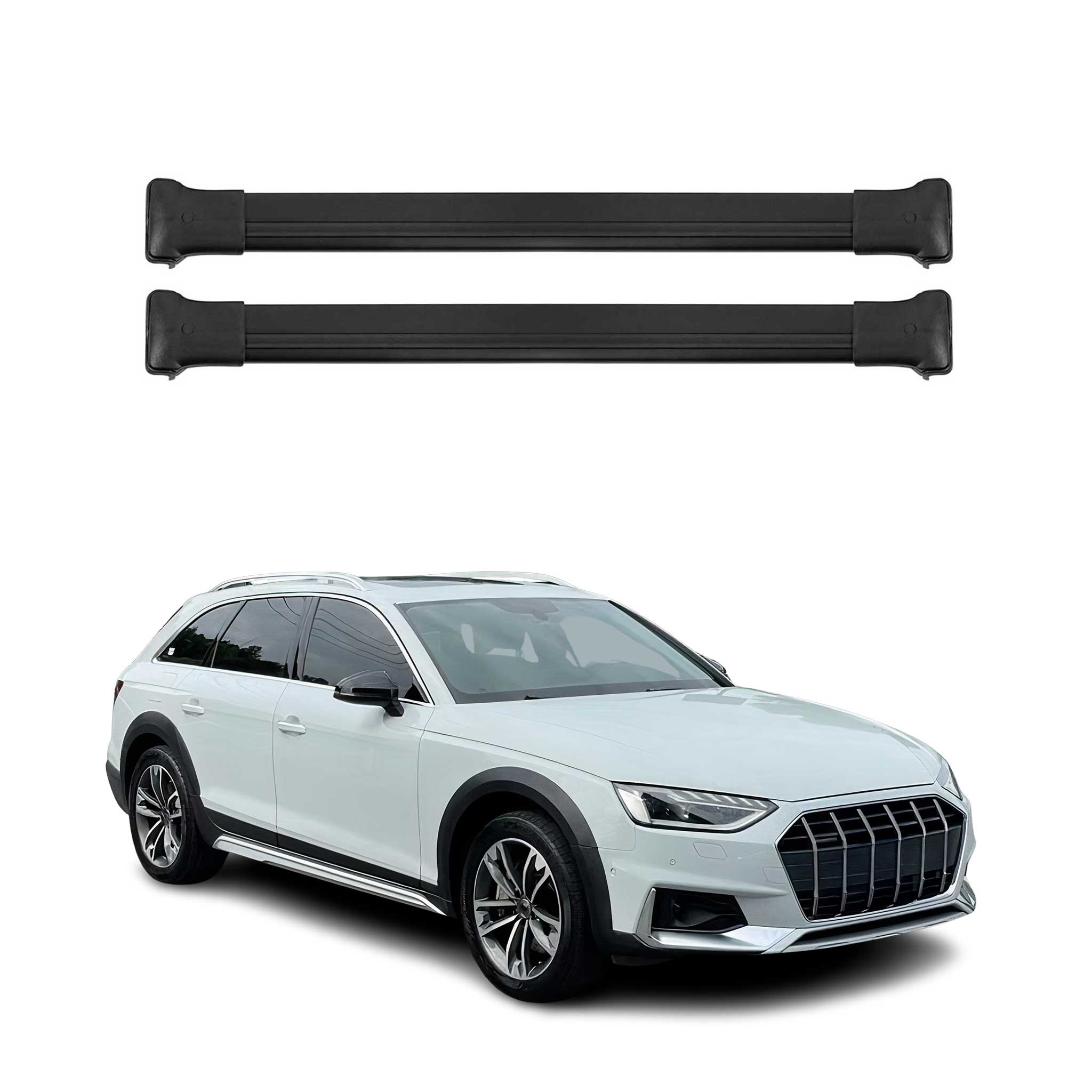 OMAC Barres de toit en aluminium pour Audi A4 B9 Allroad 2016-2025 Noir 2Pcs TÜV