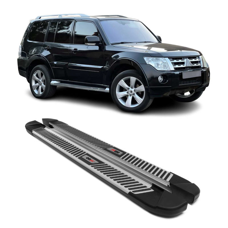 Marchepieds Latéraux pour Mitsubishi Pajero V80 2007-2024 Aluminium Noir Gris 2x