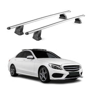 Barres de toit transversales Alu pour Mercedes Classe C W205 2015-2021 Gris 2Pcs