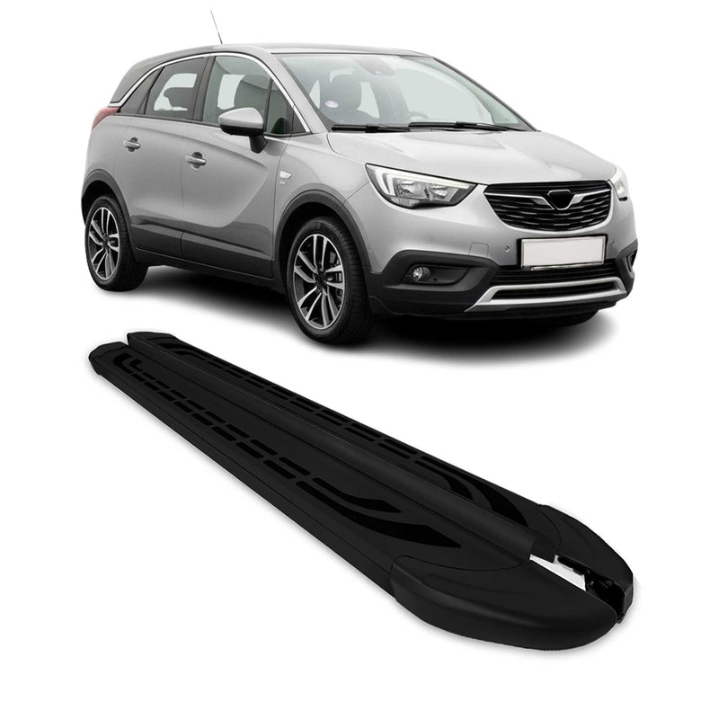 Marchepieds Latéraux pour Opel Crossland X 2017-2024 Aluminium Noir 2Pcs