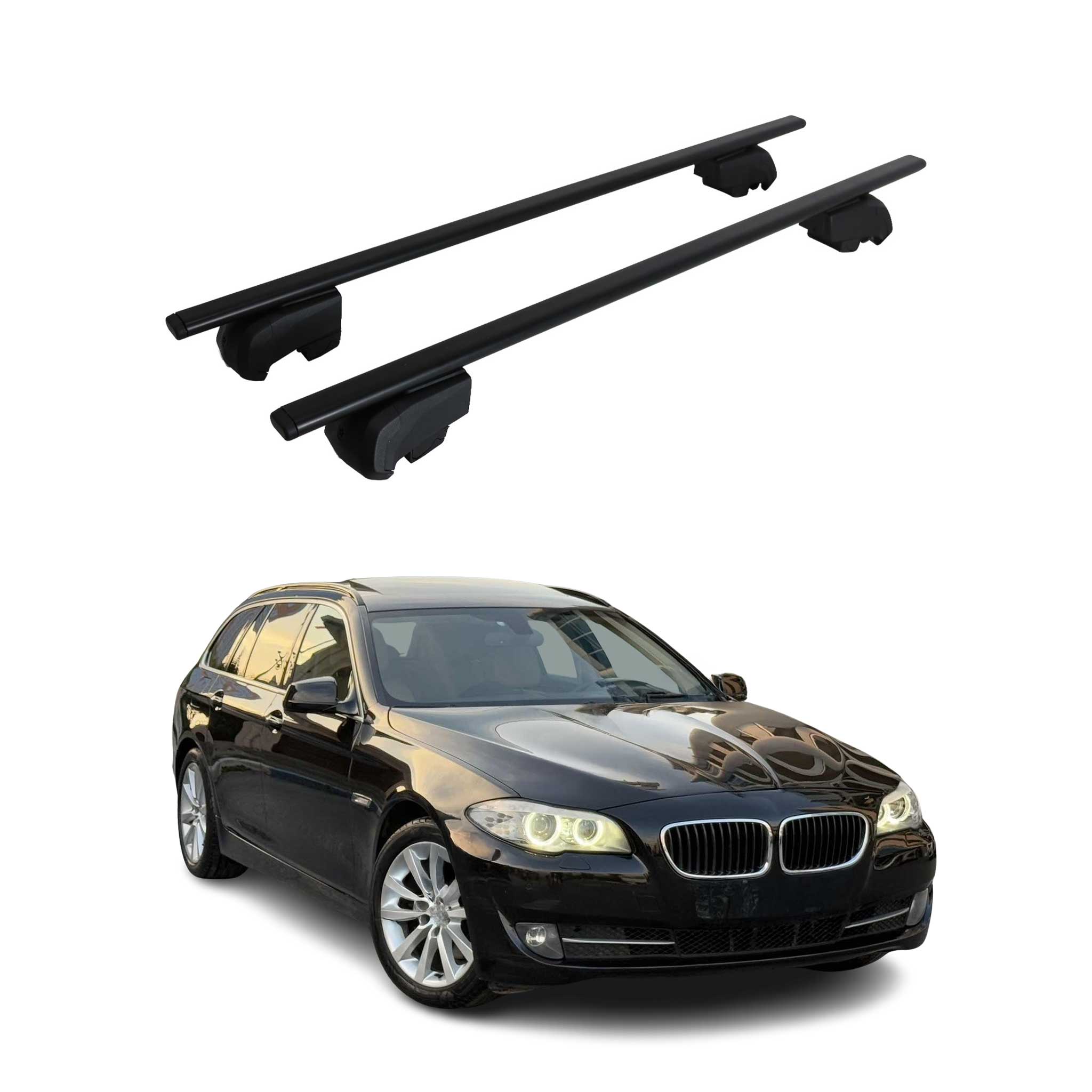 Barres de toit transversales pour BMW Série 5 F11 Break 2009-2017 Fer Noir 2Pcs