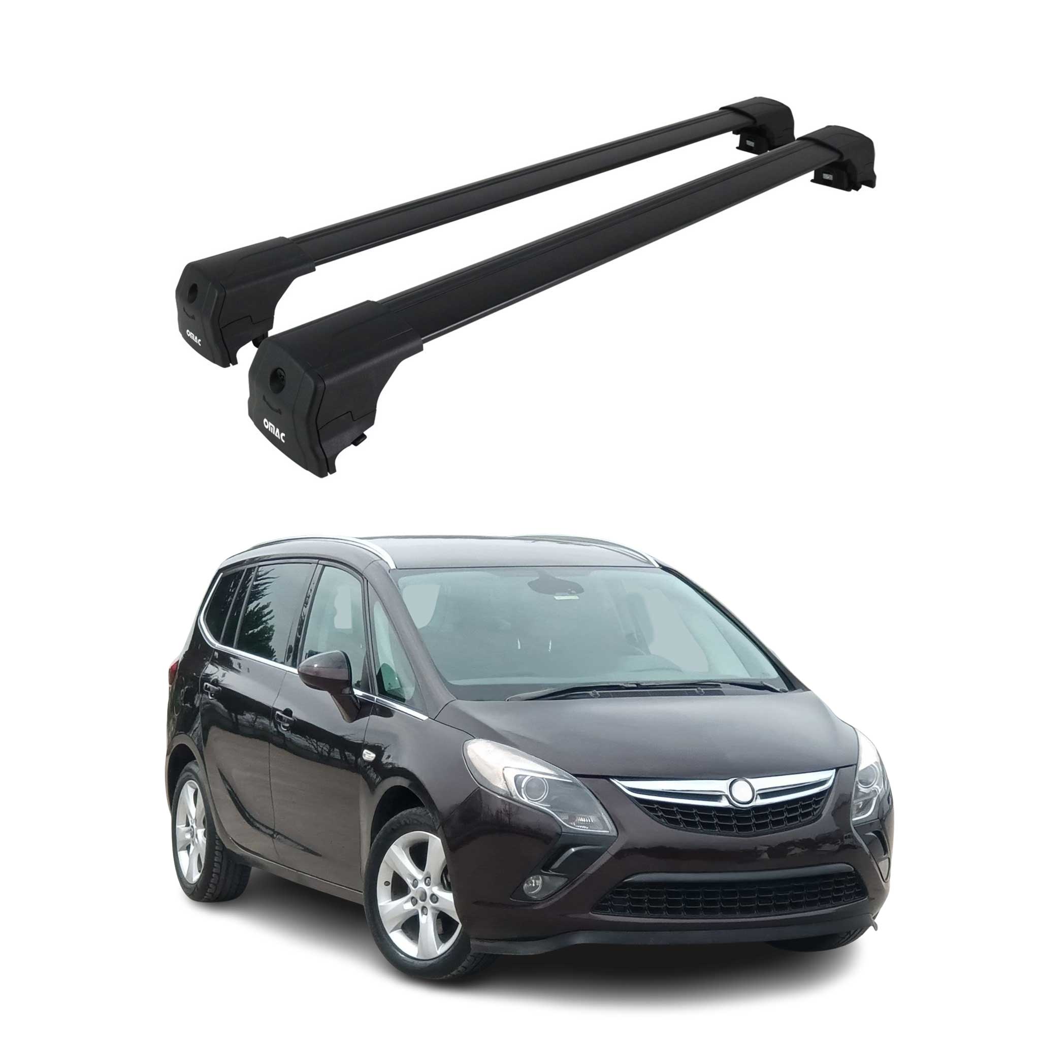 Barres De Toit Transversales pour Opel Zafira C Tourer 2011-2019 Alu Noir 2Pcs