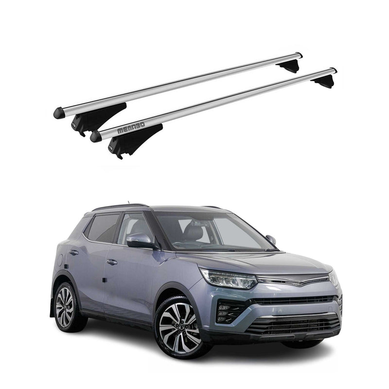 Tiger Barres de toit transversales pour Ssangyong Tivoli 2015-2019 Gris