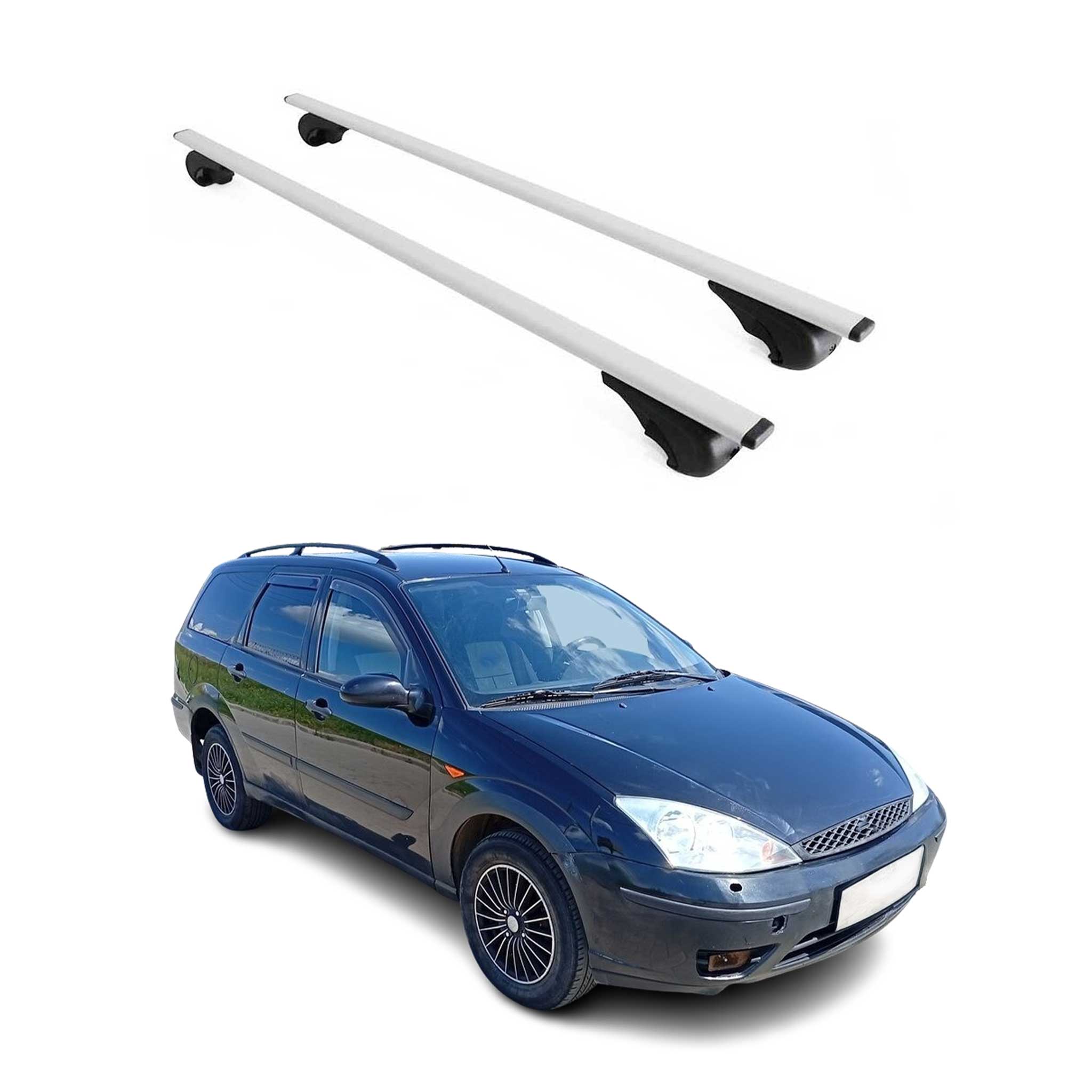 Barres de toit Transversales pour Ford Focus I Break 1999-2005 Fer Argent