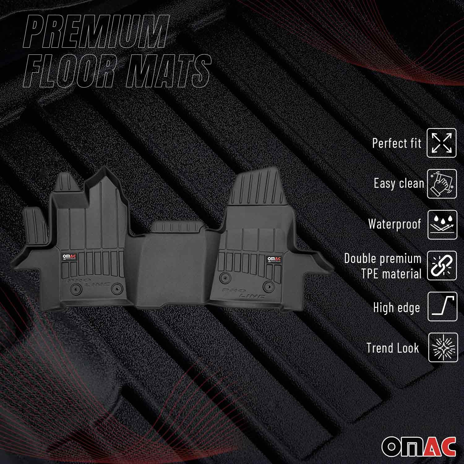 OMAC Tapis de sol en caoutchouc pour Ford Transit 2018-2026 Noir Premium