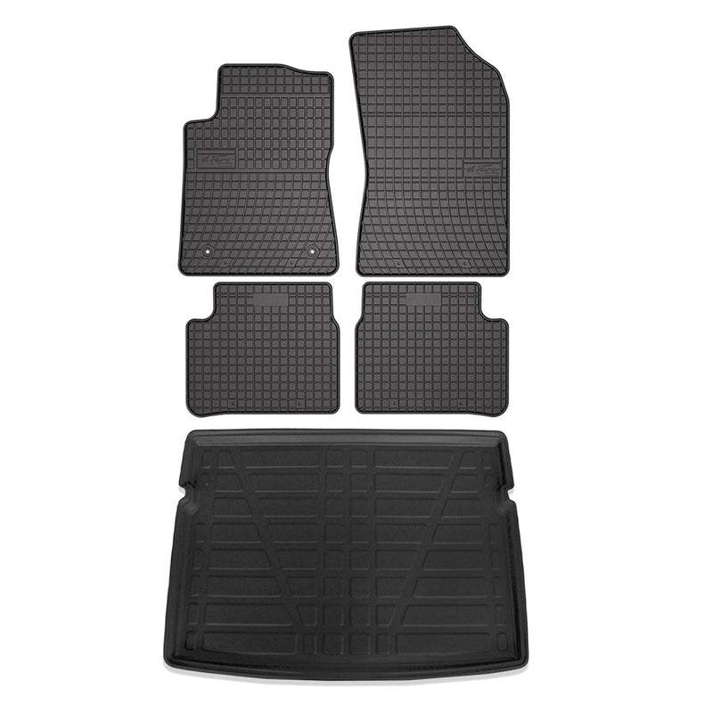 Kit Tapis de sol et coffre pour Citroen C3 2016-2024 HB TPE Noir