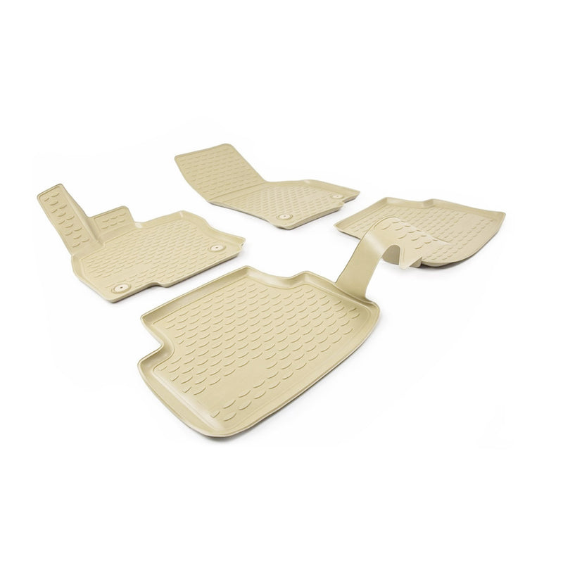 Tapis de sol pour Skoda Octavia III 2013-2024 en caoutchouc TPE 3D Beige 4Pcs