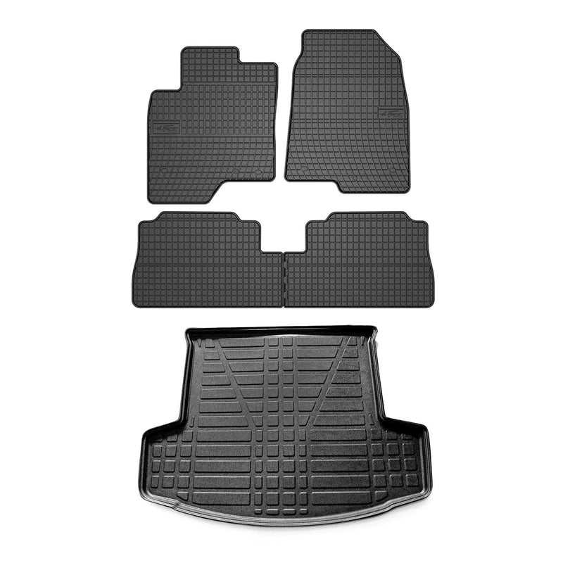 Kit Tapis de sol et coffre pour Chevrolet Captiva 2006-2018 TPE Noir