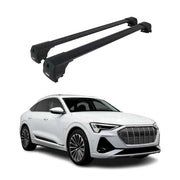 Barres de toit transversales pour Audi Q8 e-Tron 2022-2026 Aluminium Noir 2Pcs