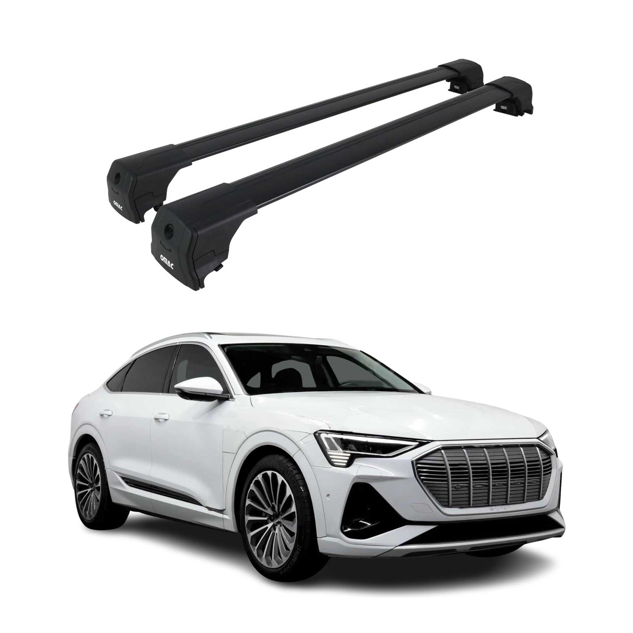 Barres de toit transversales pour Audi Q8 e-Tron 2022-2026 Aluminium Noir 2Pcs