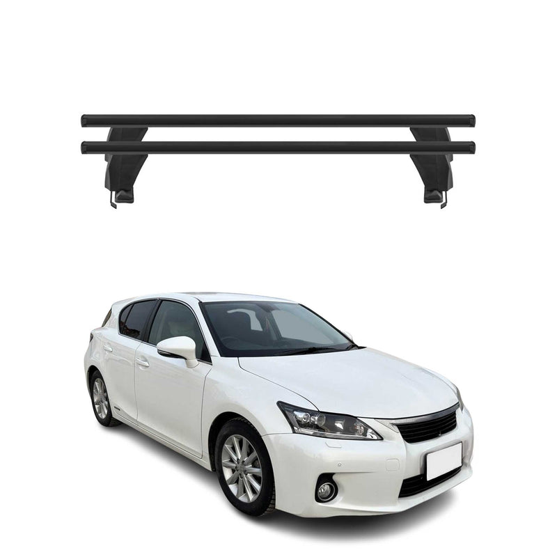 Menabo Barres de toit Transversales pour Lexus CT 2011-2014 Alu Noir ABE 2x