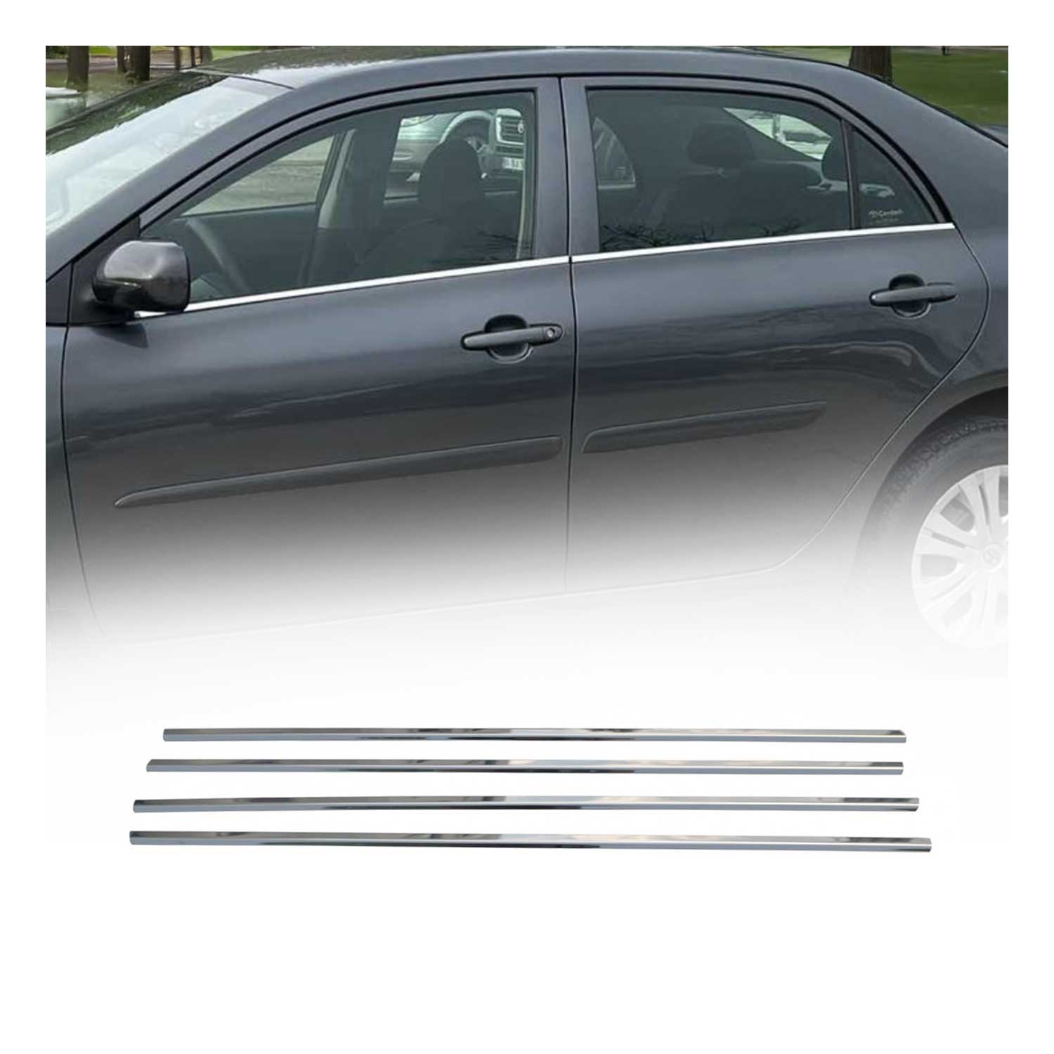 Garniture de Fenêtre pour Toyota Corolla 2007-2013 Berline Acier Inox 4Pcs