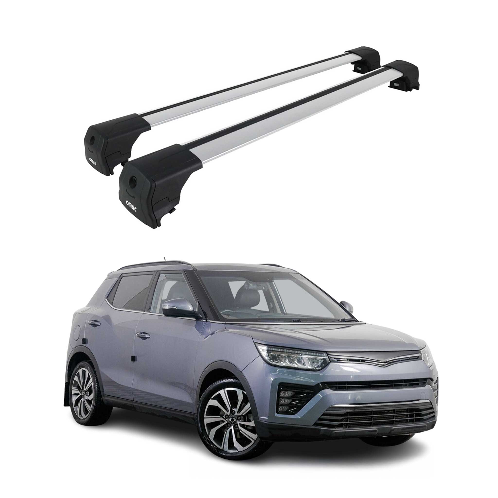 Barres de toit Heavy Duty Pour SSANGYONG TIVOLI 2015-2023 Alu ABE Gris 2x