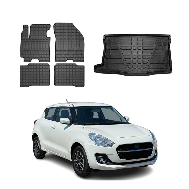 Kit Tapis de sol et coffre pour Suzuki Swift 2018-2024 TPE Noir