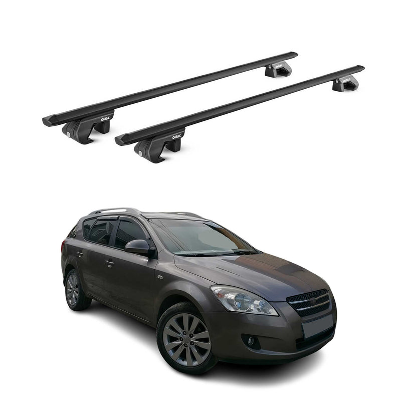 Barres de toit transversales pour Kia Cee'd Break ED 2007-2012 Alu Noir 2x ABE
