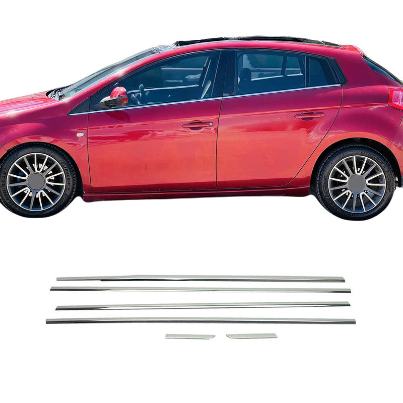 Baguettes pour contour Latérales pour Fiat Bravo II 2006-2018 5 Portes Inox