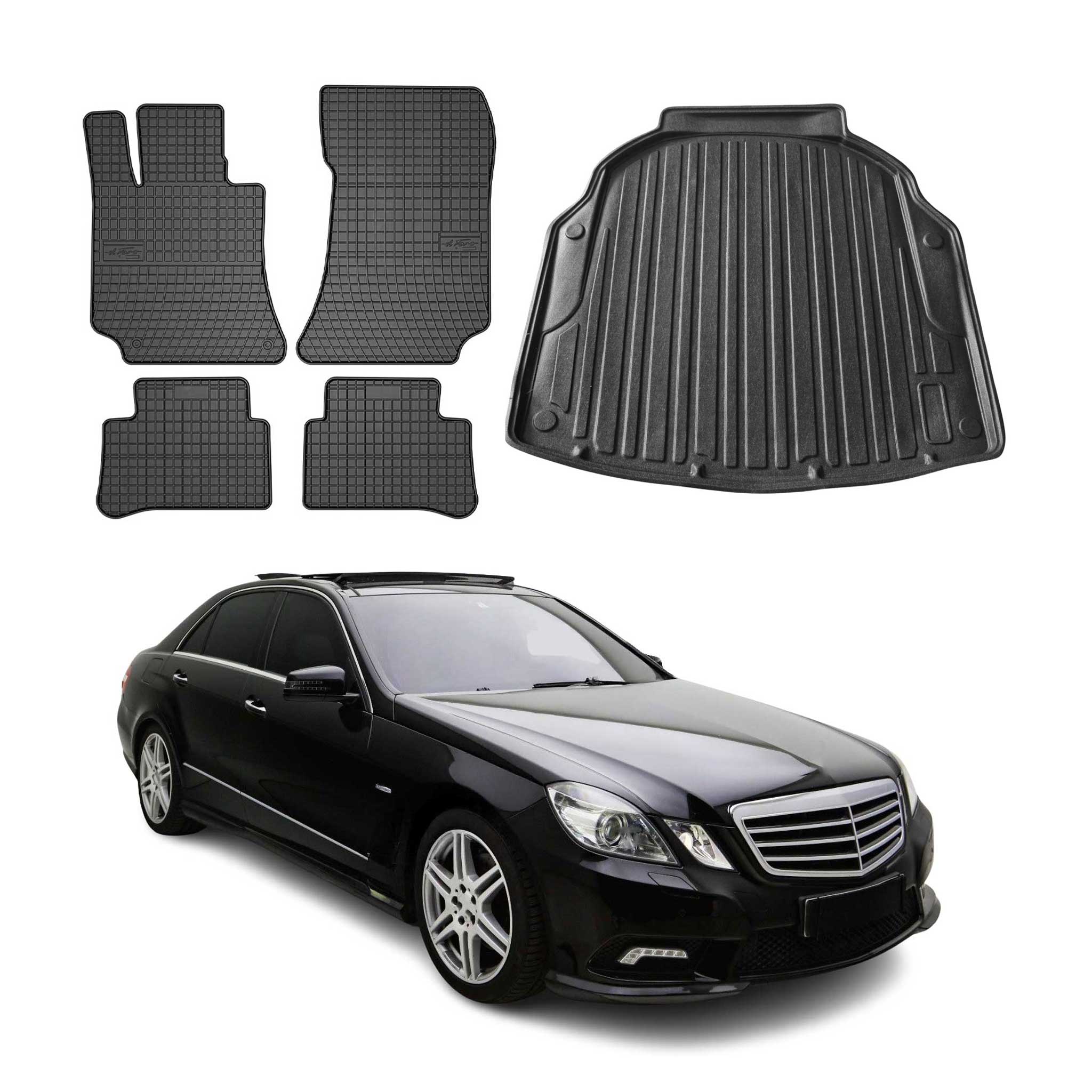 Kit Tapis de sol et coffre pour Mercedes Classe E W212 2009-2016 TPE Noir