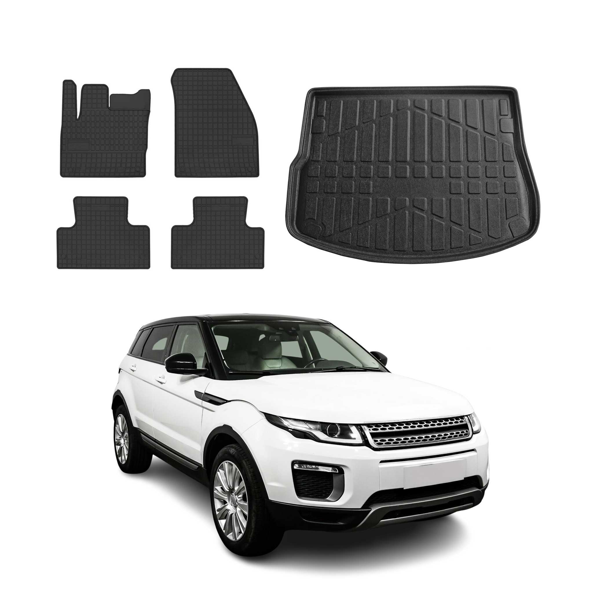 Kit Tapis de sol et coffre pour Range Rover Evoque 2012-2019 TPE Noir