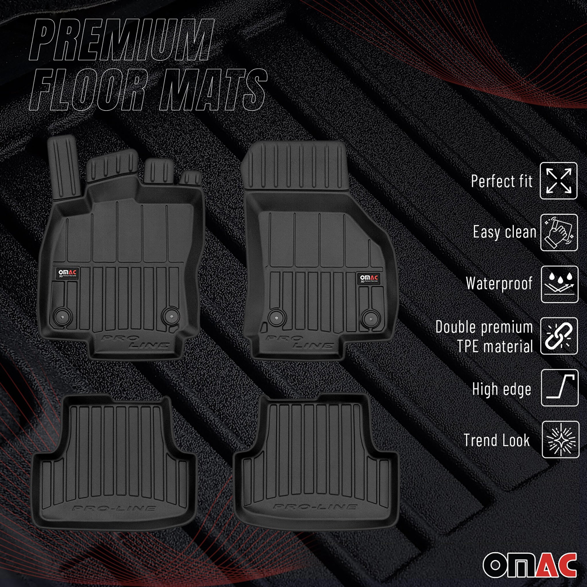 Tapis de Sol pour VW Golf 2019-2026 Caoutchouc TPE Noir