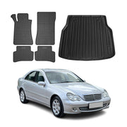 Kit Tapis de sol et coffre pour Mercedes Classe C S203 2001-2007 TPE Noir